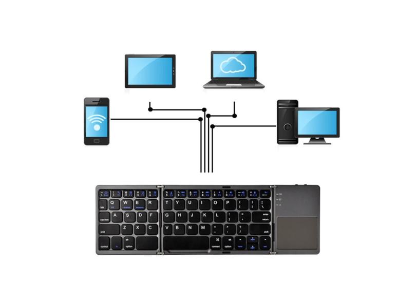 Mini Foldable Touch Mouse Keyboard Three-Fold Wireless Keyboard With ...