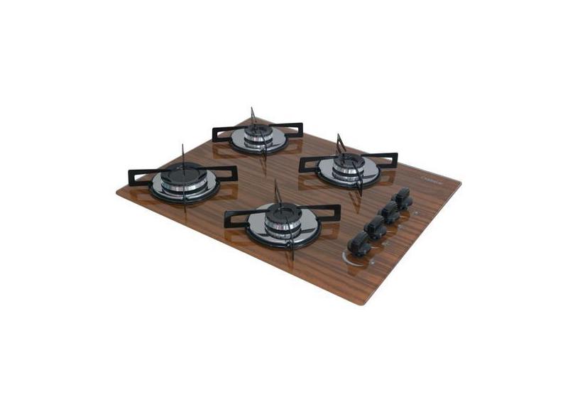 Fogão Cooktop Premium 4 Bocas Ultra Chama Amadeirado Escuro SUPER OFER