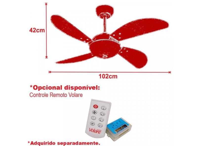 Ventilador De Teto 4 Pás Office Fly Volare Escovado/Titânio