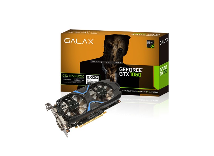 Placa de Video NVIDIA GeForce GTX 1050 2 GB GDDR5 128 Bits Galax 50NPH8DVN6EC