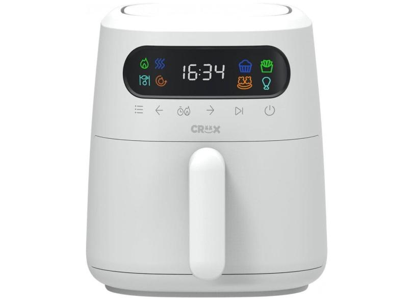 Fritadeira Elétrica Air Fryer 3L com Tecnologia TurboCrisp, Controle de Temperatura e Desligamento Automático, 110V 1300W, CRUX, Branca