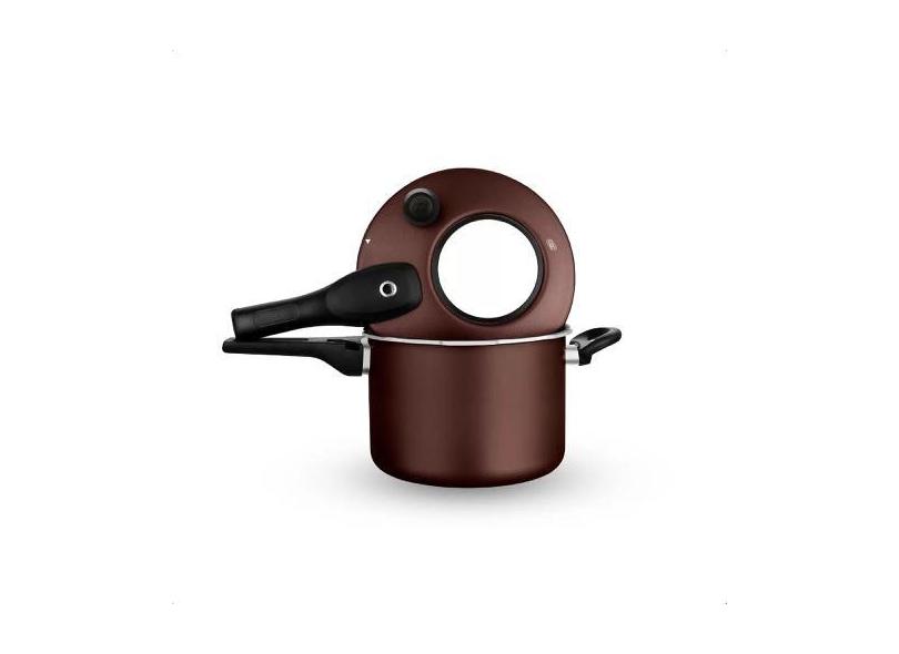 Panela De Pressão Com Visor 4,5 Litros Antiaderente Marrom Chocolate 7