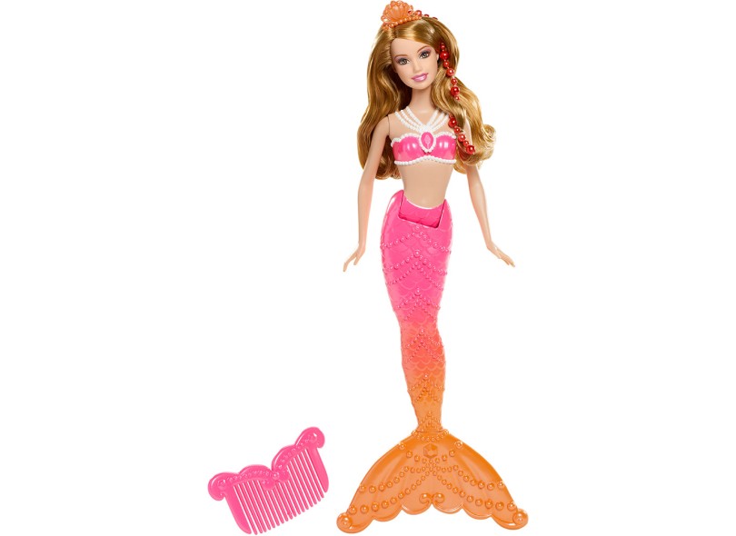 Boneca Barbie Sereia das Pérolas Amiga Sereia Coral Mattel