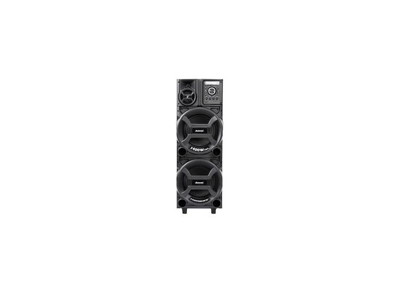 Torre de Som Amvox Titan Black ACA 1402 com Luz e Display em LED, 2 Woofers de 10", Bluetooth, Entradas USB, Card e Microfones 1400W - Bivolt