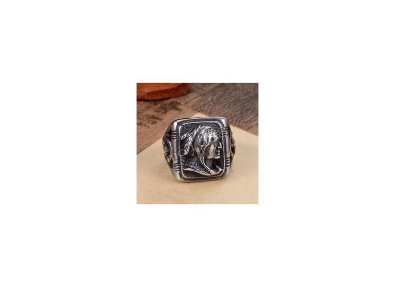 Anello Capo Indiano Da Uomo, Anello Con Testa Di Capo Hip Hop - Foto 12