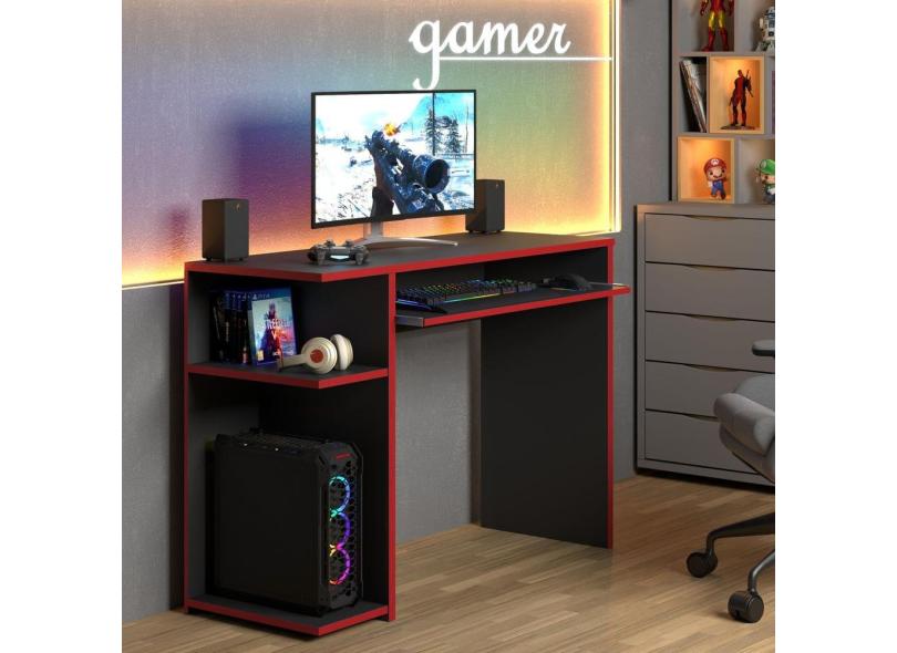 Mesa Gamer Para Computador Com Prateleira E Suporte Extensível Para Teclado - JM