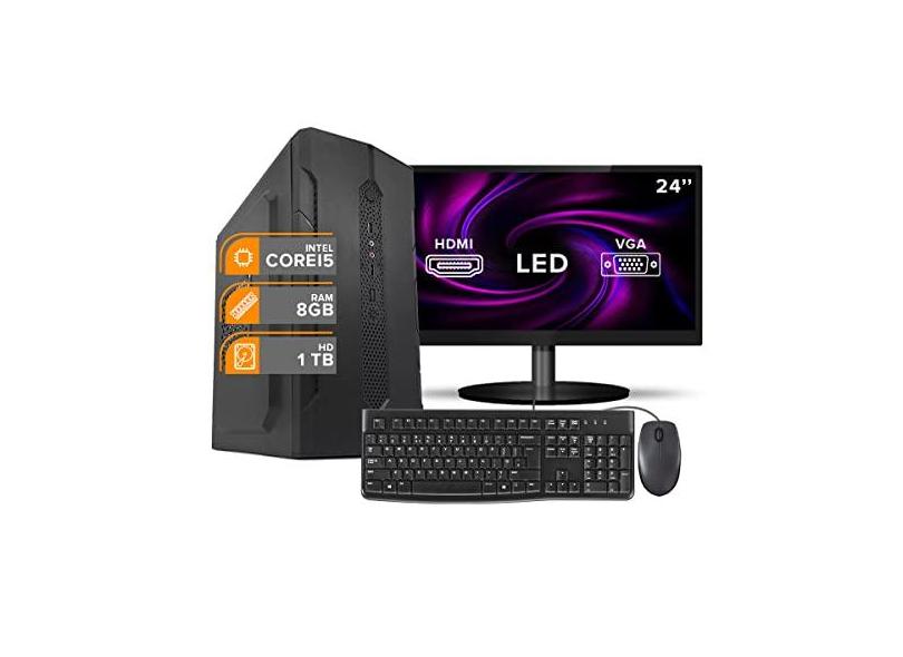 Computador Completo Intel i5 8Gb Hd 1Tb Monitor 24