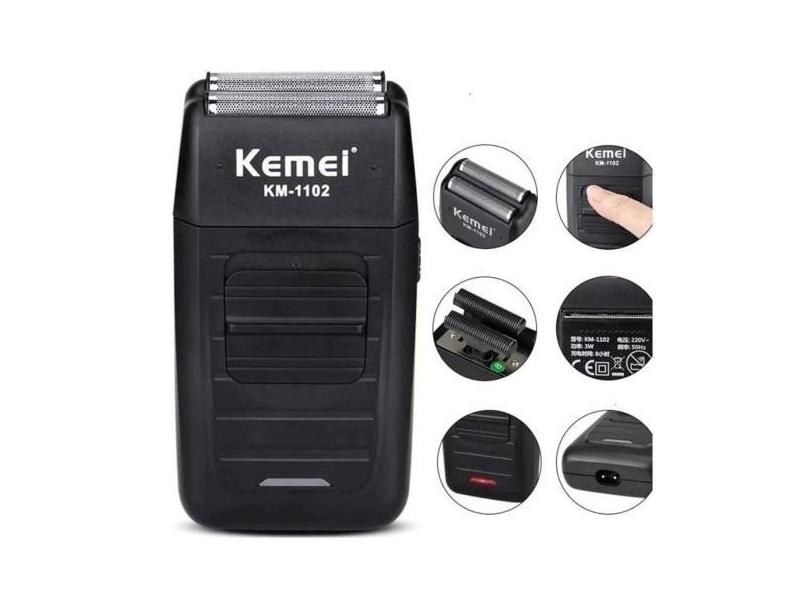Barbeador Eletrico e Aparador Portatil Recarregavel - Kemei 1102