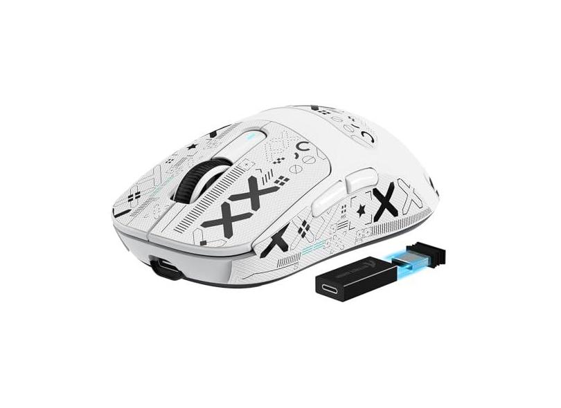 ATTACK SHARK Mouse para jogos X3PRO 4K/8K leve sem fio com três modos (com fio/2,4 GHz/BT), sensor óptico PAW3395, DPI de 26K, switch Kailh GM8.0, bateria longa, 7 botões para PC/laptop/Win/Mac