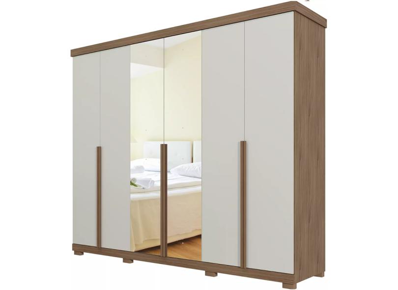 Guarda-Roupa Casal 6 Portas 6 Gavetas com Espelho Guarapari 2E Panan Móveis