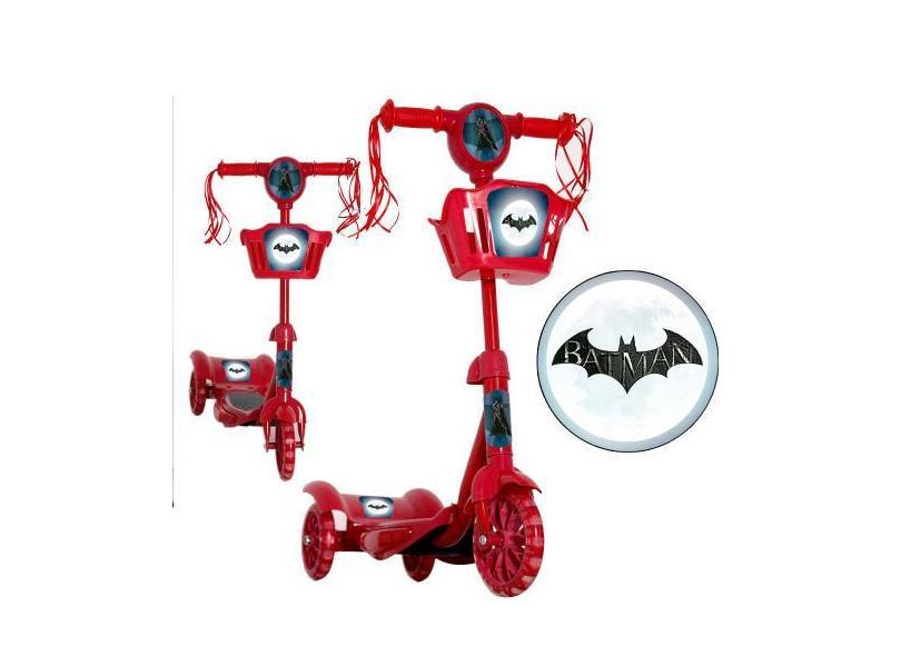 Patinete Infantil Masculino Batman Ajustável 3 Anos Luz Led