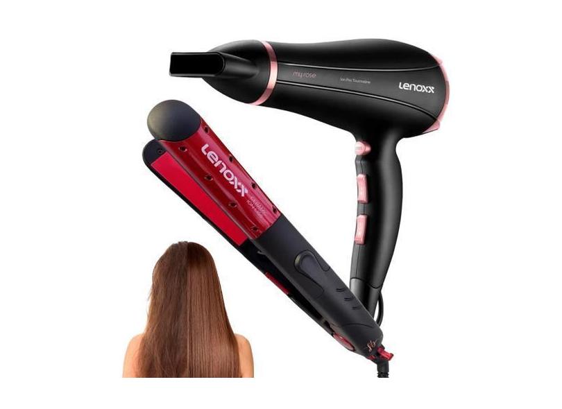 Secador De Cabelo Potente 2000W E Chapinha Pro 250ºc Combo - Lenoxx