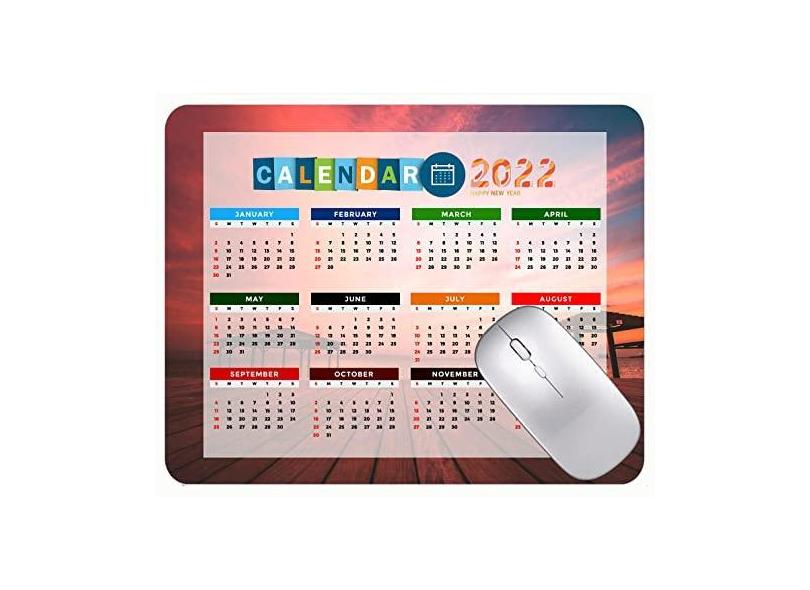 Mouse pad para jogos com calendário 2022, mouse pad para praia, concha, joias, mar, escritório, mouse pad