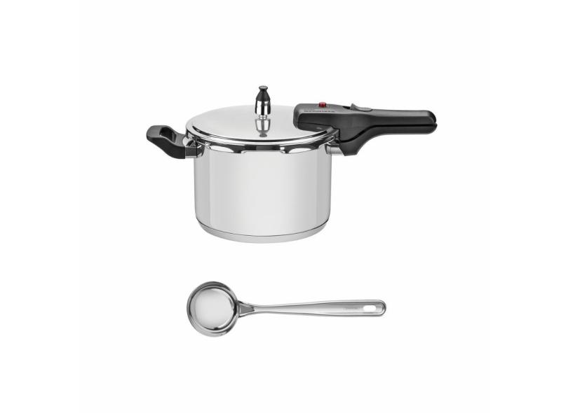 Panela de Pressão 4,5L Aço Inox Brava + Concha Inox Extrata - Tramontina