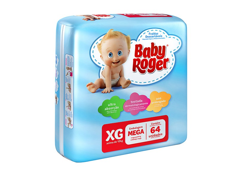 Fralda Baby Roger XG Mega 64 Und +12kg