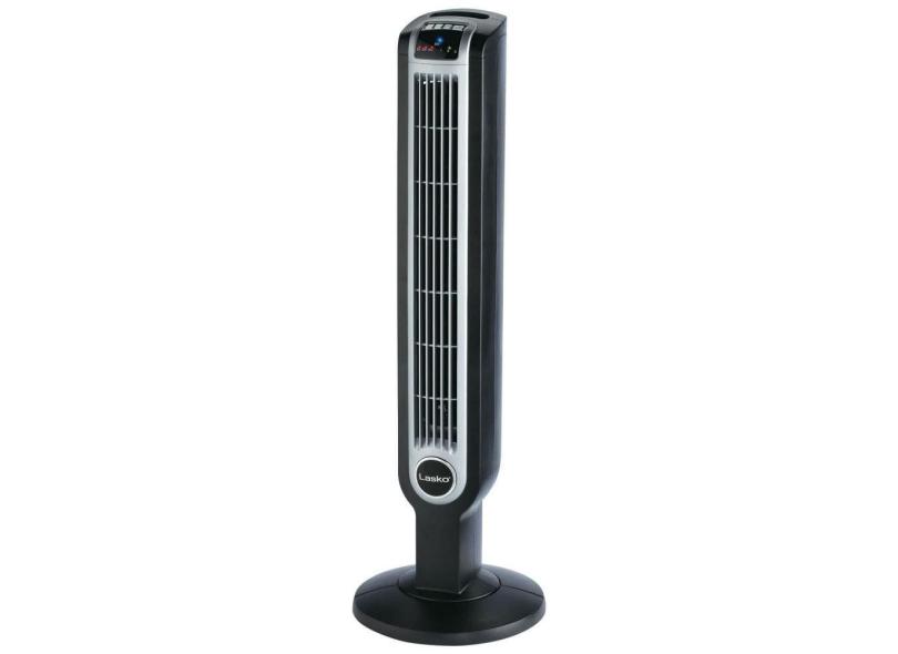 Ventilador de Torre Elétrico Portátil com Ionizador de Ar Fresco, Timer e Controle Remoto para Uso Interno, 2505 Lasko,Preto