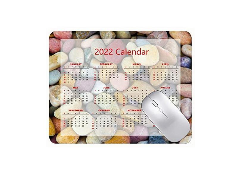 Mouse pad colorido para calendário 2022 ano 2022 com muitas pedras coloridas tapete para mouse pad