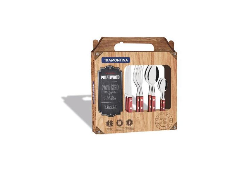 Faqueiro 24 peças polywood  sortidos com laminas de aco inox e