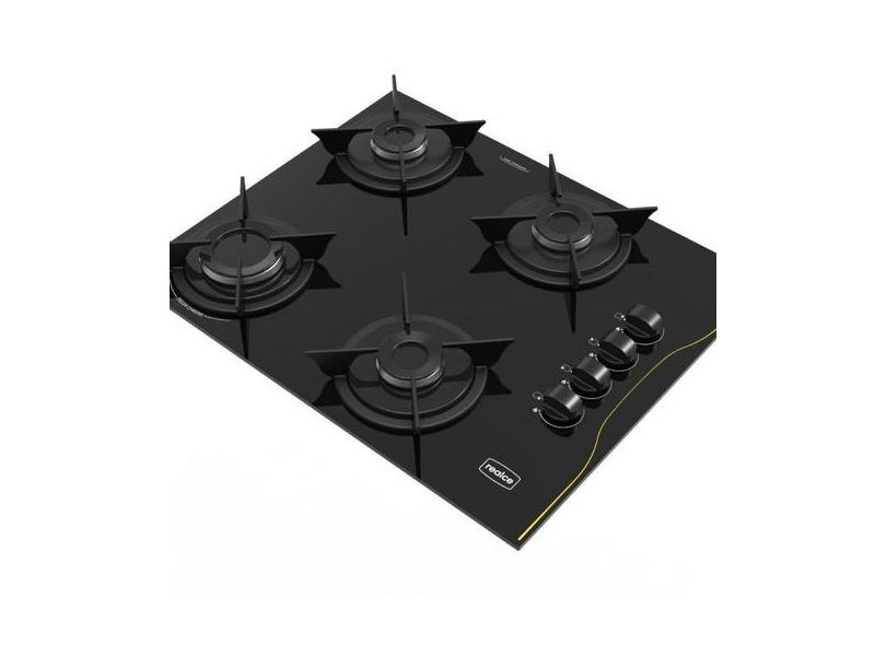 Cooktop para Cozinha a Gas 4 Queimadores Realce Preto - Realce Eletrod