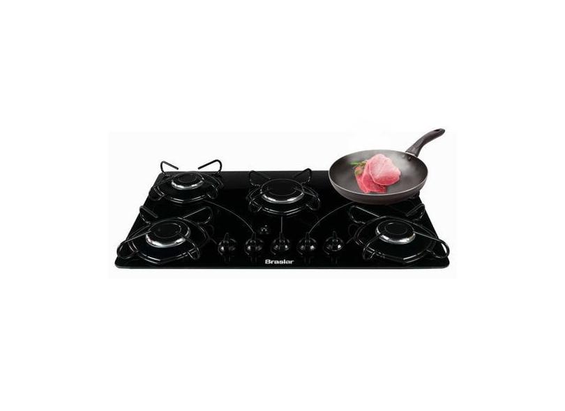 Fogão Cooktop Vidro 5 Bocas Gás Ultra Chama Bivolt 127/220v - Braslar