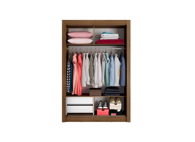 Guarda-Roupa Solteiro 2 Portas 2 Gavetas com Espelho Dallas Madesa