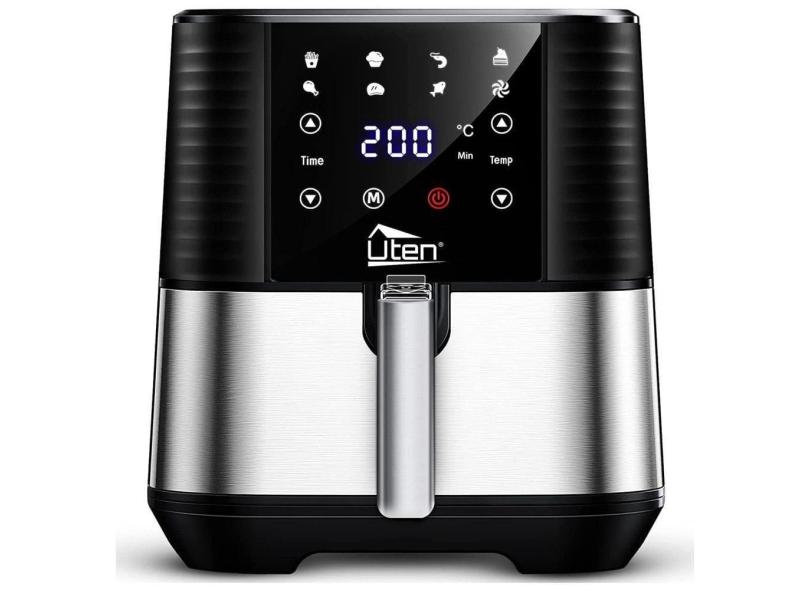 Fritadeira Elétrica Air Fryer 5,5 Litros com 7 Predefinições com Tela Digital, 110V 1700W, Uten, Prata e Preta