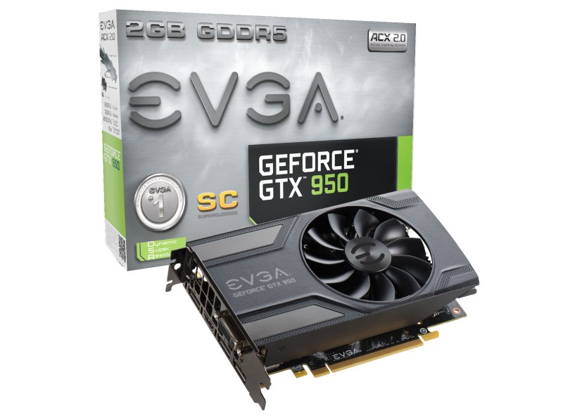 Placa de Video NVIDIA GeForce GTX 950 2 GB DDR5 128 Bits EVGA 02G-P4-2951-KR