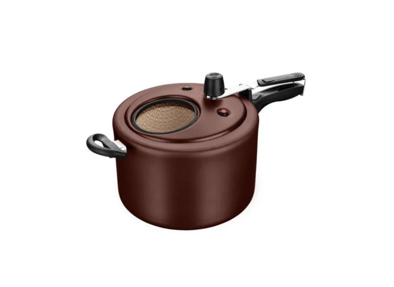 Panela De Pressão Antiaderente Com Visor De Vidro 8,0L Chocolate - Mta