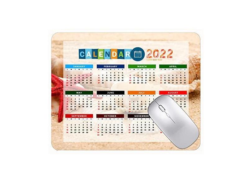 Mouse pad para jogos com calendário 2022, mouse pad para jogos, estrela-do-mar, praia, concha, tapete para mouse