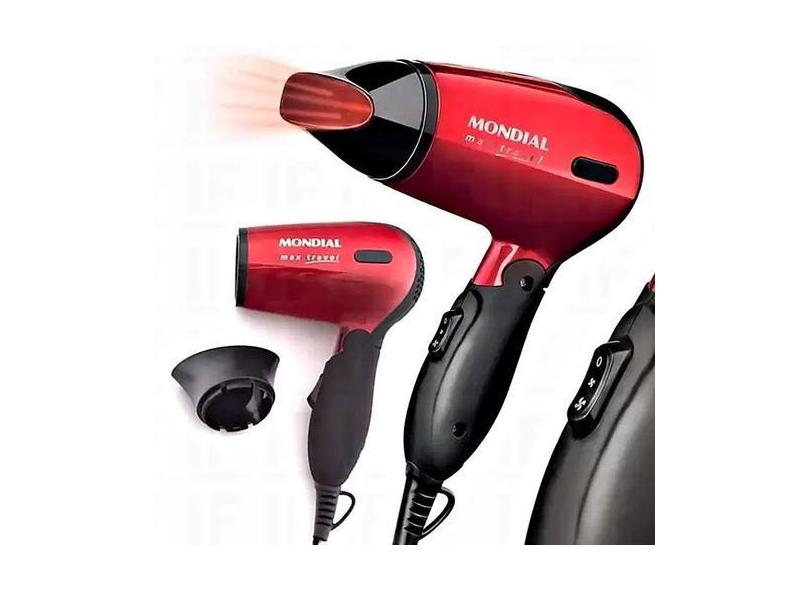 Secador De Cabelo Max Travel Mondial Vermelho Bivolt Mini