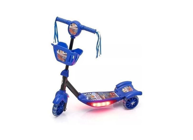 Patinete Infantil Corrida Divertida Com Cesta Azul - Dm Toys