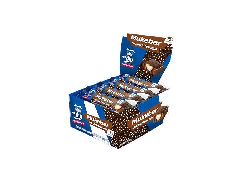 +Mu Barra Proteina Mukebar Sabor Chocolate c/Coco - Display 12 unidades - 720g