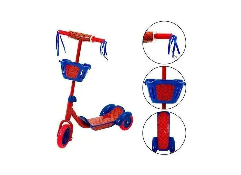 Patinete Masc. Vermelho/Azul - 3 Rodas - C/ Cesto - Bbr Toys
