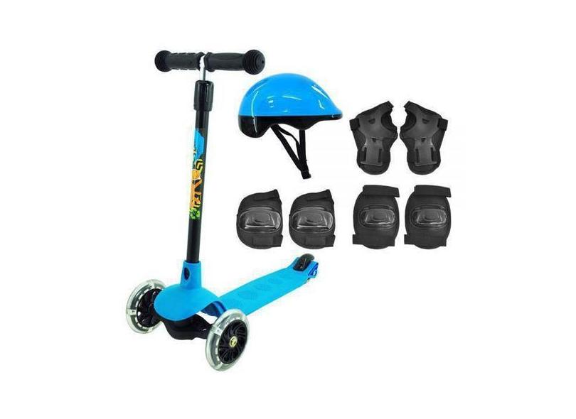 Patinete Radical Junior 3 Rodas Mais Acessórios Azul - Dm Brasil