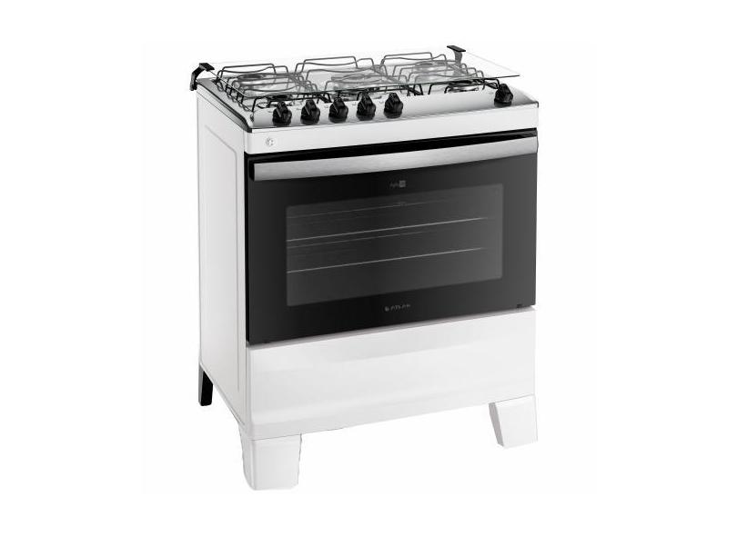 Fogão Atlas Agile UP 5 bocas automático mesa de inox Branco Bivolt, Bi