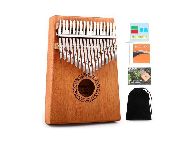 Piano de polegar Kalimba YUNDIE 17 teclas Mbira Finger Piano marrom