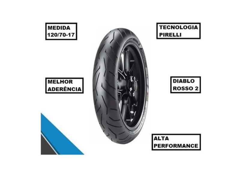 Pneu Pirelli Dianteiro 120/70-17 58w Diablo Rosso 2 Kawasaki Ninja 650