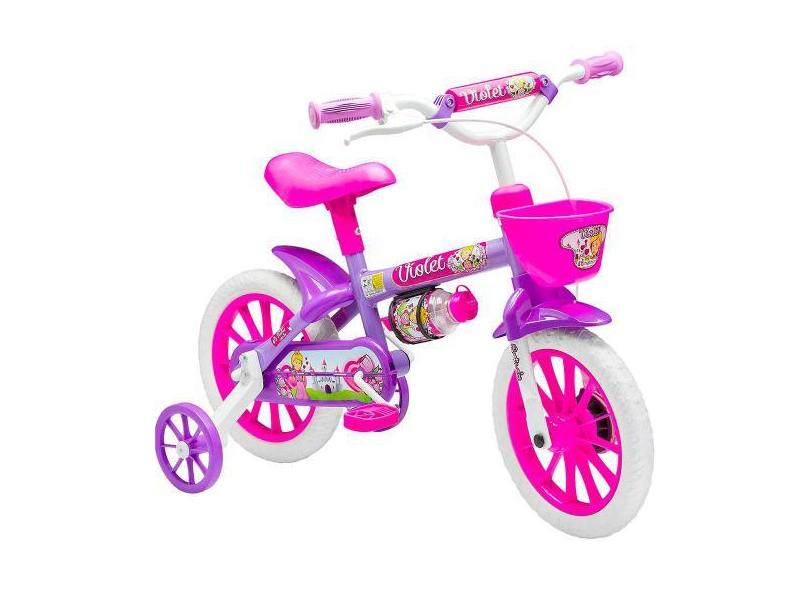 Bicicleta Infantil Aro 12 Feminina Nathor Violet Violeta Com Lilas