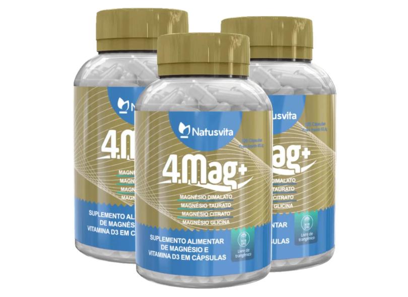4 Mag+ (Magnésio Glicina, Dimalato, Citrato E L-Taurato) 3 Und 360 ...