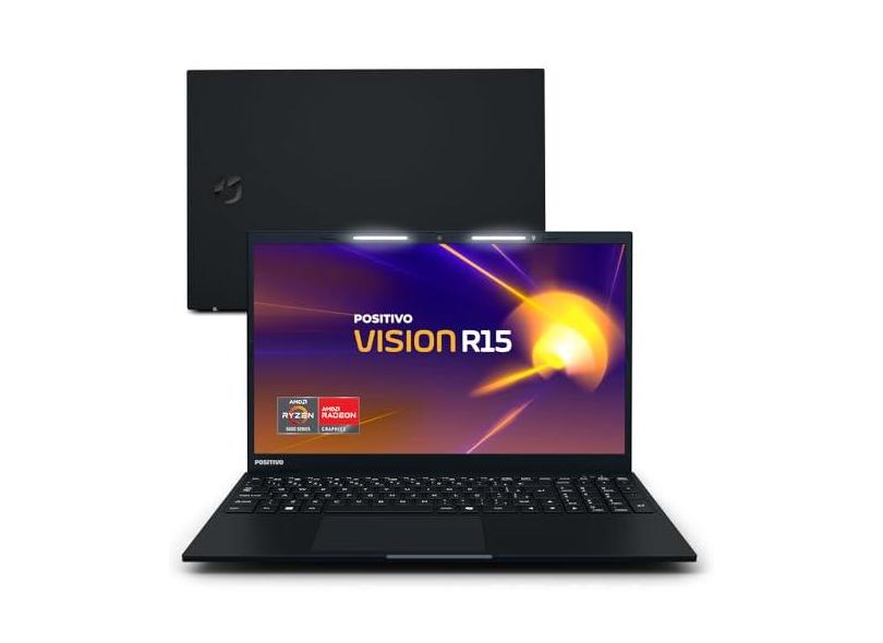 Notebook Positivo Vision R15 Lumina Bar, AMD Ryzen 5 8GB 512GB, Tela 15 polegadas Full HD Antirreflexo, Linux- Preto