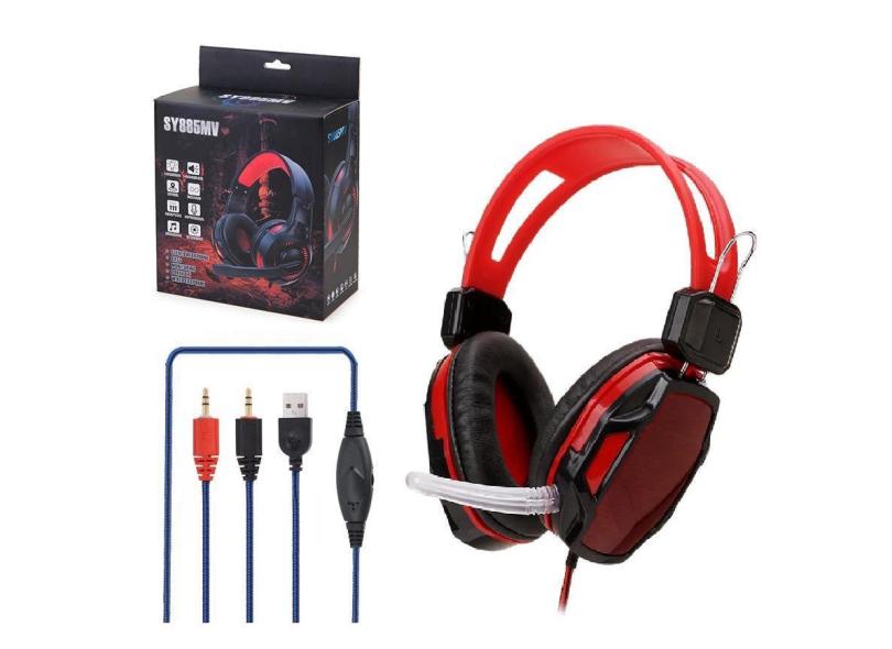 Headset Gamer Para Pc 2 Plug + Usb Sy833-2P