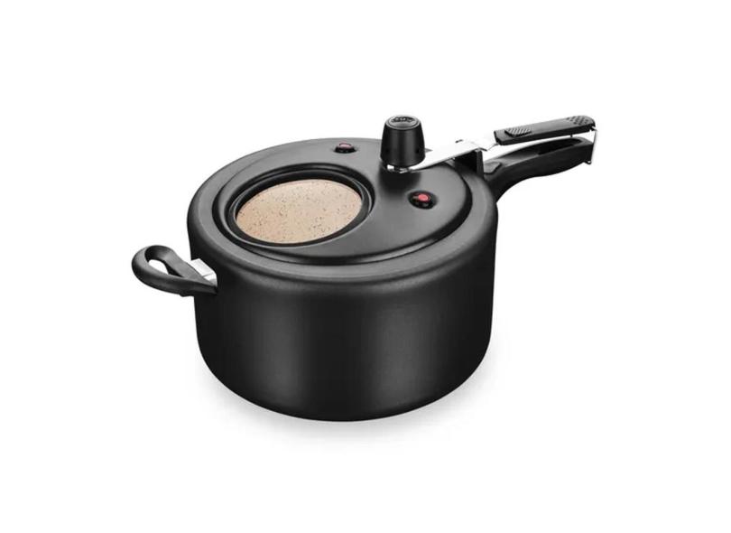 Panela De Pressão Com Visor 6,0L Preto/Bege 8498 Mta