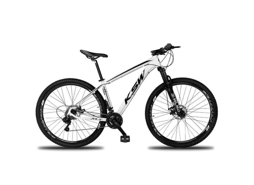 Bicicleta Alumínio Aro 29 Ksw Dianteiro Shimano Tz 24 Marcha - Branco-preto - 21&quot;