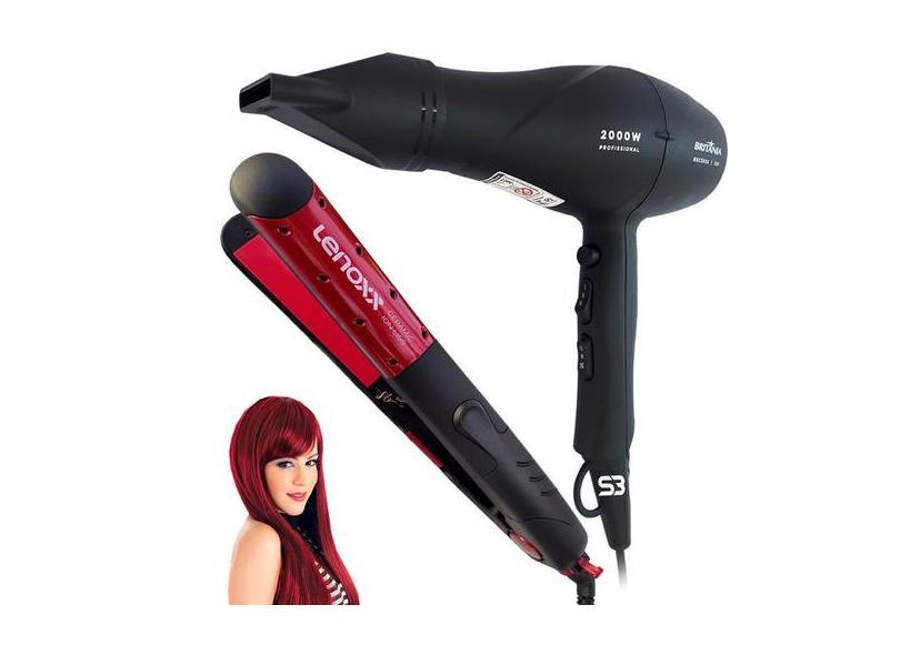 Secador De Cabelo Profissional 2200W E Chapinha 450ºf Kit - Agratto