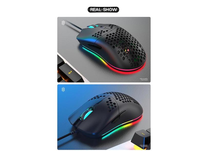 M6 Colors Mouse ergonômico com fio oco Mouse leve para jogos de esportes esportivos