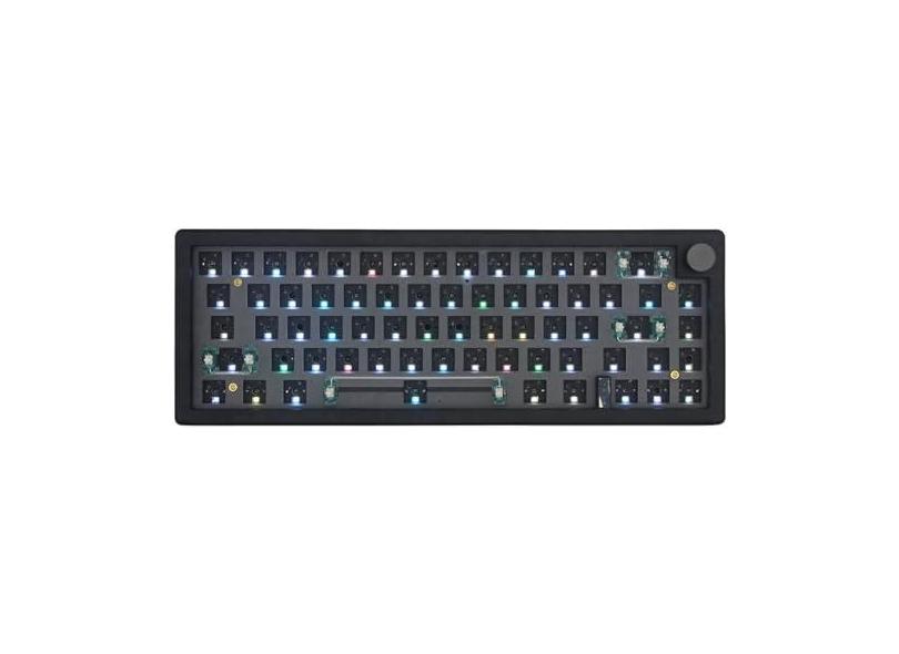 Cmokifuly GMK67 Kit de teclado mecânico 65% triplo com LED RGB voltado para o sul, teclado para jogos para interruptores de 3/5 pinos, 66 teclas + 1 botão hot-swap soquete PCB placa montada junta PCB