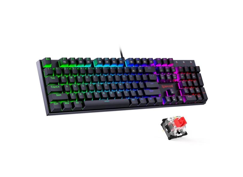 Teclado mecânico para jogos Redragon K565 rgb retroiluminado preto