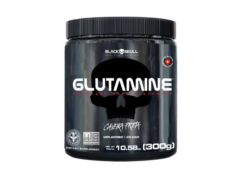 Glutamina Pura Glutamine Pote De 300G - Black Skull