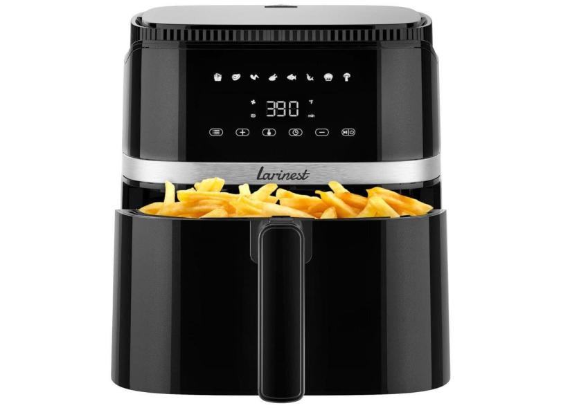 Air Fryer 5L com 8 Funções de Cozimento, Painel Digital, Cesto Antiaderente e Lavável na Máquina de Lavar Louça, 110V 1500W, Larinest AF501, Preta
