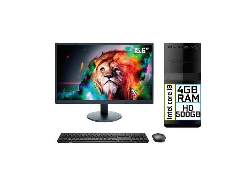 Computador Completo Intel Core I3 4Gb Hd 500Gb Monitor Led 15.6" Hdmi